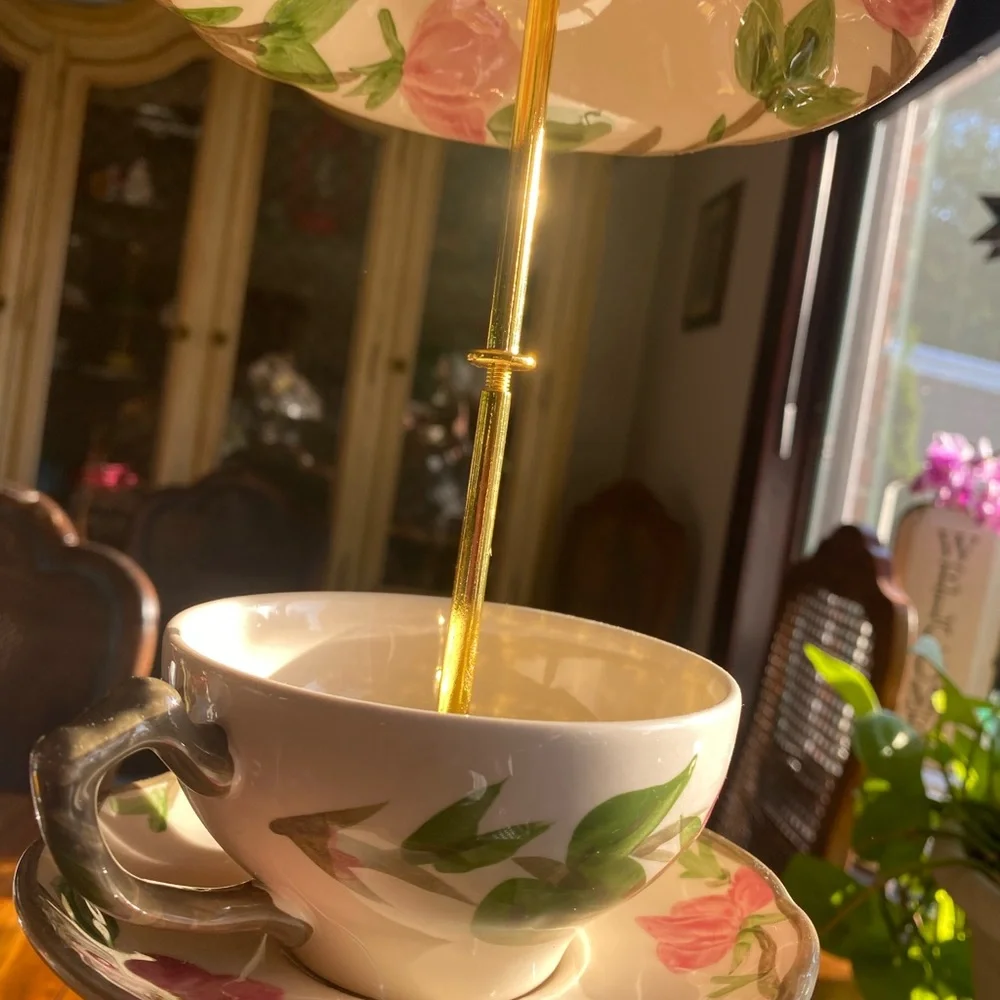 Franciscan Desert Rose Tea Cup Bird Feeder #9 - Picture 3 of 12